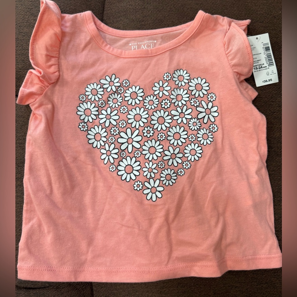 The Children's Place Coral Daisy Heart Tee